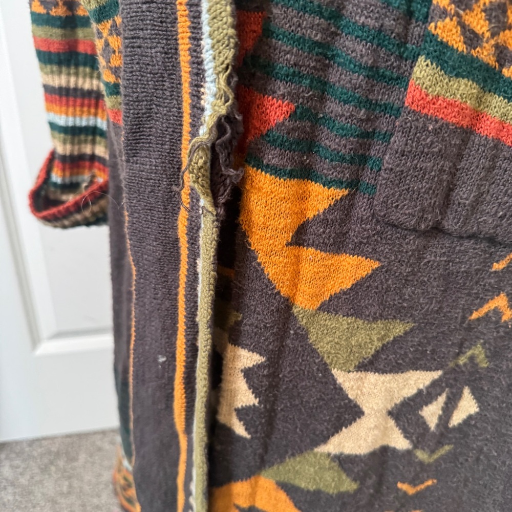 FAHERTY B. Yellowtail Paloma Duster Cardigan Valley Multi Eagle Peak Green Large - Picture 4 of 11
